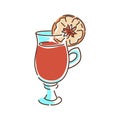 Mulled wine color line icon. A beverage usually made with red wine along with various mulling spices. Pictogram for web