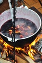 Mulled wine on fire