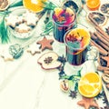 Mulled wine glass Hot red punchChristmas food vintage Royalty Free Stock Photo