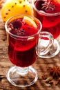 Mulled wine in glasses close-up