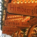 Mulled Wine Gluehwein Stall in German Christmas Market in Birmingham, UK