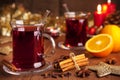 Mulled wine or glÃÂ¼hwein on a rustic table