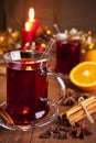 Mulled wine or glÃÂ¼hwein on a rustic table