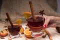 Mulled wine in hand Royalty Free Stock Photo