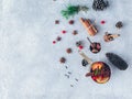 Mulled wine hot drink with citrus and spices, Royalty Free Stock Photo