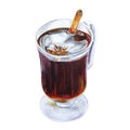 Mulled wine with IllicÃÂ­um vÃÂ©rum and Cinnamomum zeylanicum, watercolor Royalty Free Stock Photo