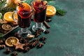 Mulled wine ingredients Hot red punch fruits spices Christmas d Royalty Free Stock Photo