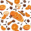 Mulled wine ingridients seamless vector background