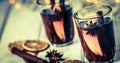 The Mulled wine in night celebration of New Year party and deli Royalty Free Stock Photo