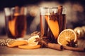 The Mulled wine in night celebration of New Year party and deli Royalty Free Stock Photo