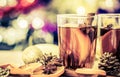 Mulled wine in night celebration of New Year party and deliciou Royalty Free Stock Photo