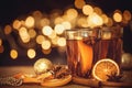 Mulled wine in a night celebration of New Year party and delici Royalty Free Stock Photo