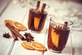 Mulled wine in night celebration of New Year party and deliciou Royalty Free Stock Photo