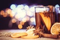 Mulled wine in night celebration of New Year party and deliciou Royalty Free Stock Photo