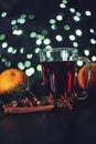 Stylized photo of mulled wine on a christmas background Royalty Free Stock Photo