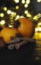 Stylized photo of mulled wine on a christmas background Royalty Free Stock Photo