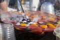 Mulled wine preparation Royalty Free Stock Photo