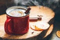 Mulled wine in a red ceramic mug Royalty Free Stock Photo