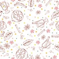 Mulled wine seamless pattern