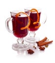 Mulled wine with species isolated on white background. Royalty Free Stock Photo