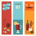 Mulled Wine Theme, Set of Vertical Banners. Vector Illustration, eps10. Royalty Free Stock Photo