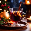 Mulled wine, traditional Christmas spiced alcoholic drink