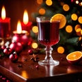 Mulled wine, traditional Christmas spiced alcoholic drink