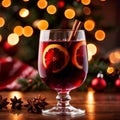 Mulled wine, traditional Christmas spiced alcoholic drink