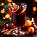 Mulled wine, traditional Christmas spiced alcoholic drink