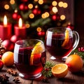 Mulled wine, traditional Christmas spiced alcoholic drink