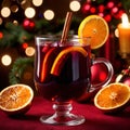 Mulled wine, traditional Christmas spiced alcoholic drink