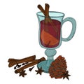 Mulled wine. Vecrot illustration