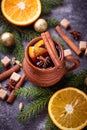 Mulled wine, winter hot drink