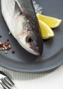 MULLET chelon labrosus ON A PLATE WITH LEMON