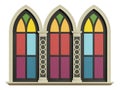Mullioned gothic window with stone frame