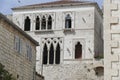 Mullioned windows of Gothic palace Royalty Free Stock Photo