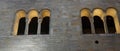 Mullioned windows of romanesque St George Basilica