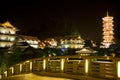 Mulong Lake Pagoda and Buildings, Guilin, China Royalty Free Stock Photo