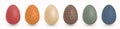 Mulsticolored Easter Eggs with shadow on transparent background. Set of multicolored eggs.