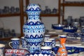 Multan , Pakistan February 21, 2021: exhibition of blue pottery crockery and ceramics in local small industry festival