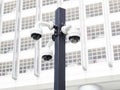 Multi-angle CCTV system mounted on post Royalty Free Stock Photo