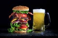 Tall Bacon Cheeseburger and Beer