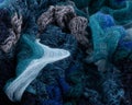 Multi Blue toned Wools crumpled layers Royalty Free Stock Photo