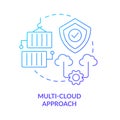 Multi-cloud approach blue gradient concept icon