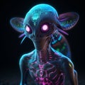 Bioluminescence multi color alien. Ai generated.