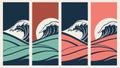 Multi-Color Abstract Ocean Wave Set, vector design Generative AI Royalty Free Stock Photo