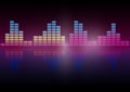 Multi color Audio waveform technology background Digital equalizer technology abstract Vector image