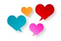 Heart shape speech babble paper cut for communication, valentine, dating, lover concept