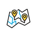 Multi color icon for Map, delineation and pointer Royalty Free Stock Photo