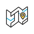 Multi color icon for Map, delineation and route Royalty Free Stock Photo